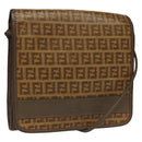 FENDI Zucchino Canvas Shoulder Bag Beige Auth 104456-1