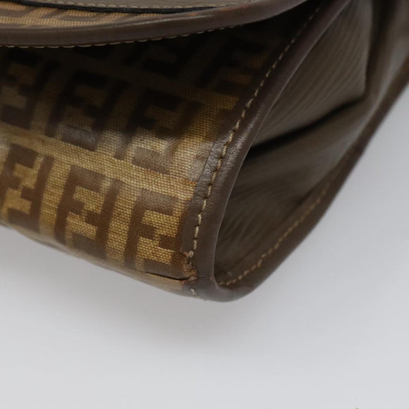 FENDI Zucchino Canvas Shoulder Bag Beige Auth 104456