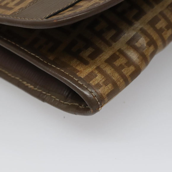 FENDI Zucchino Canvas Shoulder Bag Beige Auth 104456