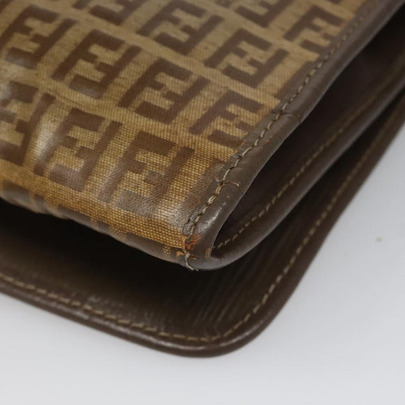 FENDI Zucchino Canvas Shoulder Bag Beige Auth 104456