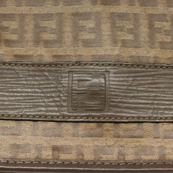 FENDI Zucchino Canvas Shoulder Bag Beige Auth 104456