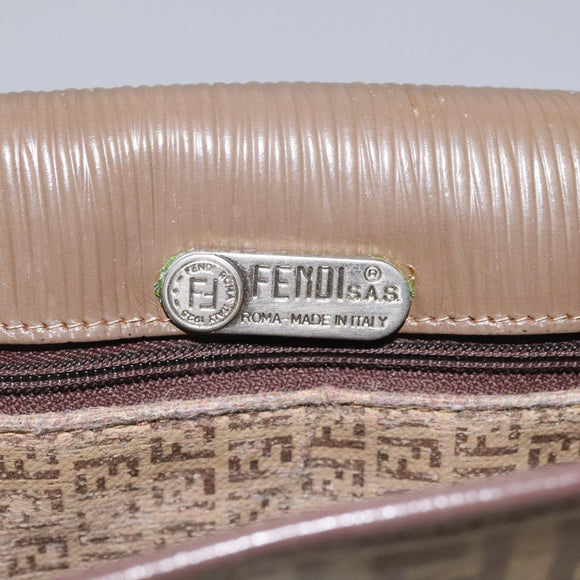 FENDI Zucchino Canvas Shoulder Bag Beige Auth 104456