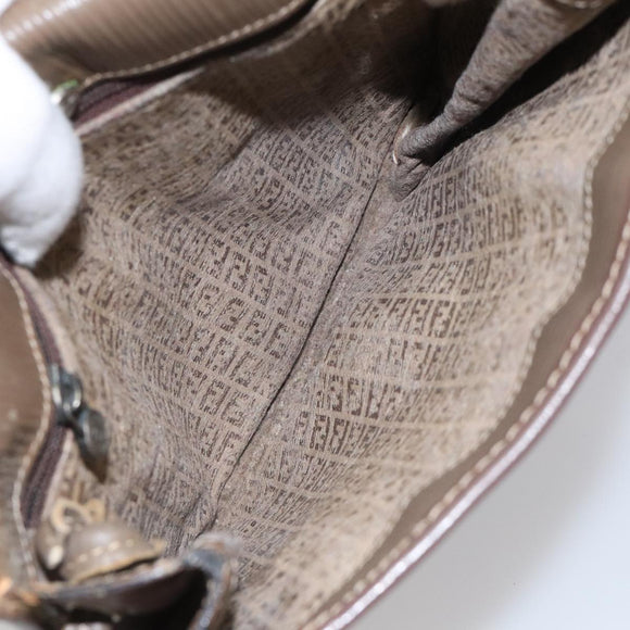 FENDI Zucchino Canvas Shoulder Bag Beige Auth 104456