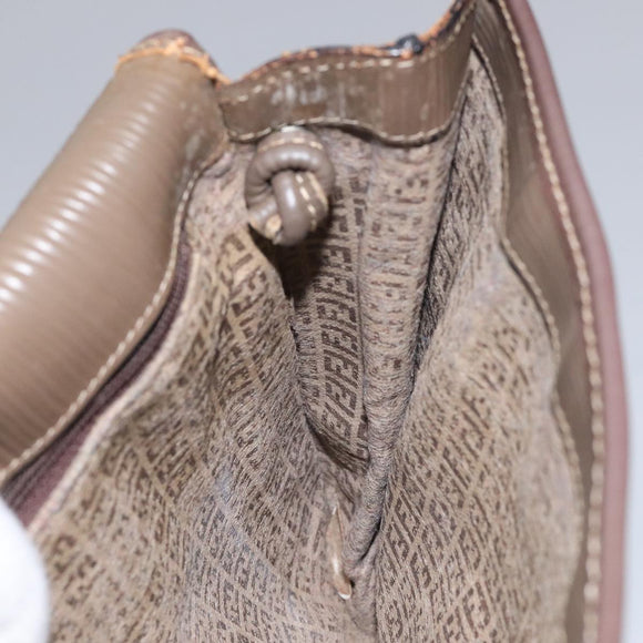 FENDI Zucchino Canvas Shoulder Bag Beige Auth 104456