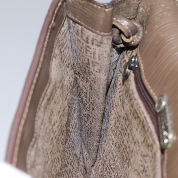 FENDI Zucchino Canvas Shoulder Bag Beige Auth 104456