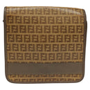 FENDI Zucchino Canvas Shoulder Bag Beige Auth 104456-2