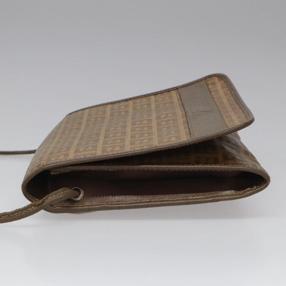 FENDI Zucchino Canvas Shoulder Bag Beige Auth 104456