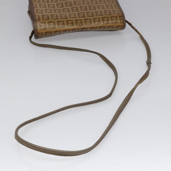 FENDI Zucchino Canvas Shoulder Bag Beige Auth 104456