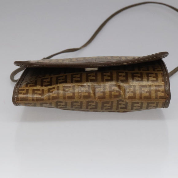 FENDI Zucchino Canvas Shoulder Bag Beige Auth 104456