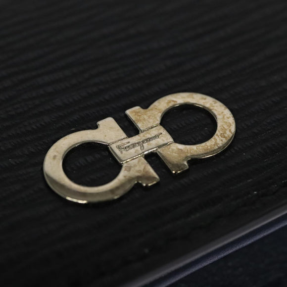 Salvatore Ferragamo Gancini Coin Purse Leather Black Auth 104463V