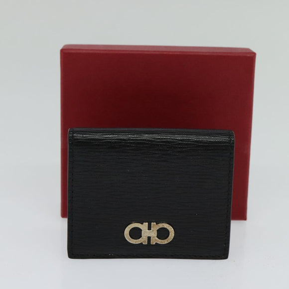 Salvatore Ferragamo Gancini Coin Purse Leather Black Auth 104463V