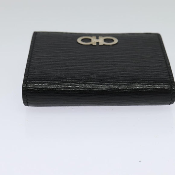 Salvatore Ferragamo Gancini Coin Purse Leather Black Auth 104463V