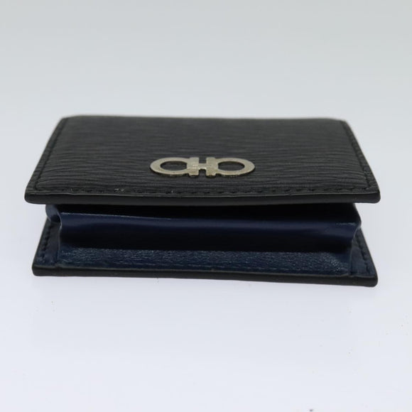 Salvatore Ferragamo Gancini Coin Purse Leather Black Auth 104463V