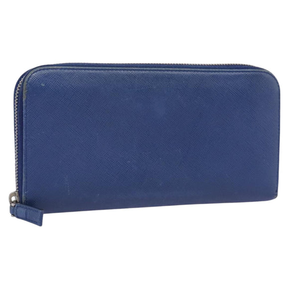 PRADA Long Wallet Leather Blue Auth 104465