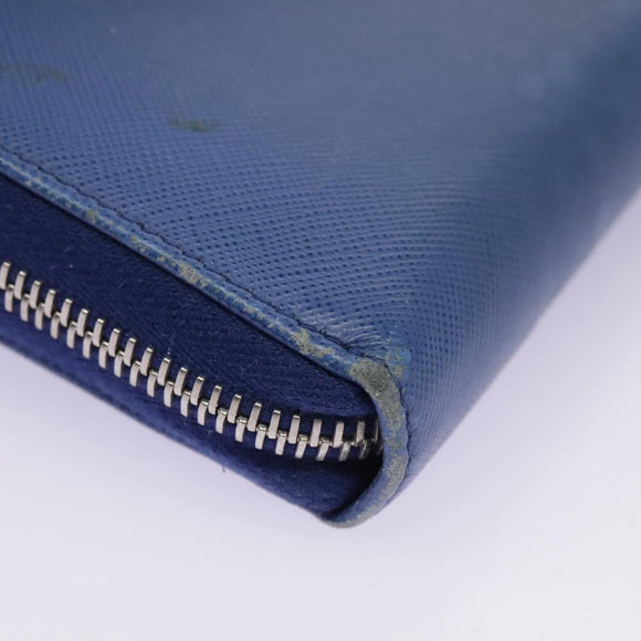 PRADA Long Wallet Leather Blue Auth 104465