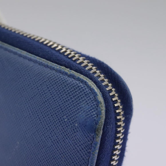 PRADA Long Wallet Leather Blue Auth 104465