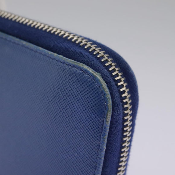 PRADA Long Wallet Leather Blue Auth 104465
