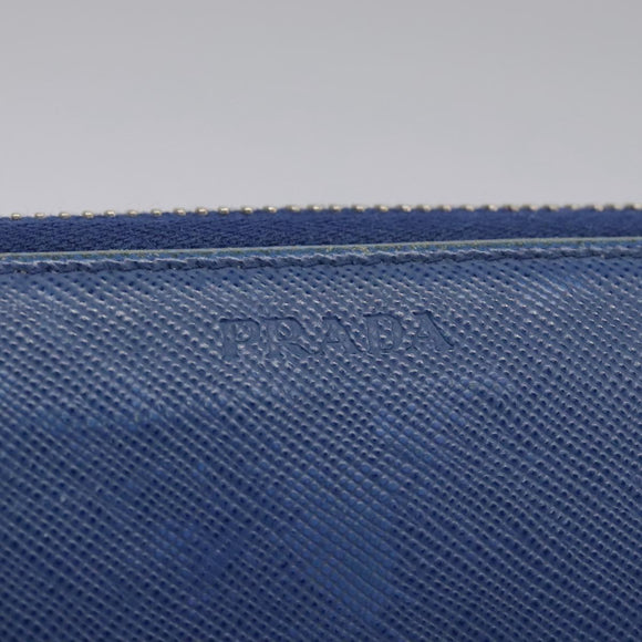PRADA Long Wallet Leather Blue Auth 104465