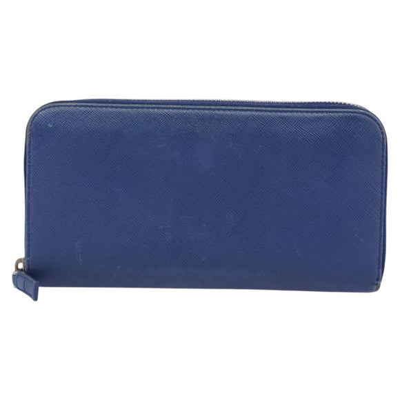 PRADA Long Wallet Leather Blue Auth 104465