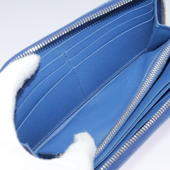 PRADA Long Wallet Leather Blue Auth 104465