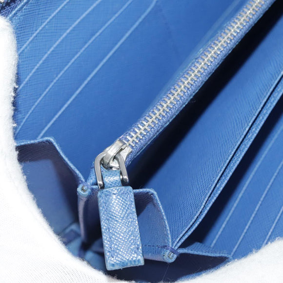 PRADA Long Wallet Leather Blue Auth 104465