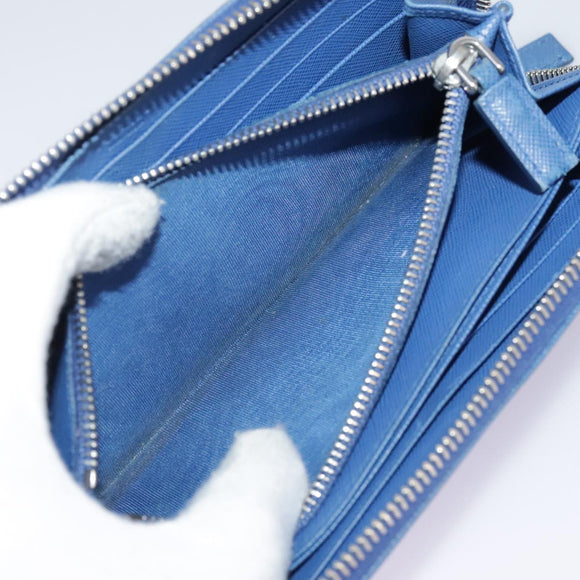 PRADA Long Wallet Leather Blue Auth 104465