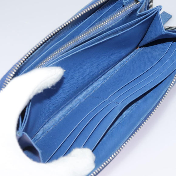 PRADA Long Wallet Leather Blue Auth 104465