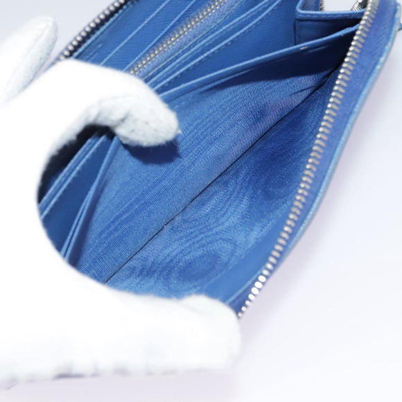 PRADA Long Wallet Leather Blue Auth 104465