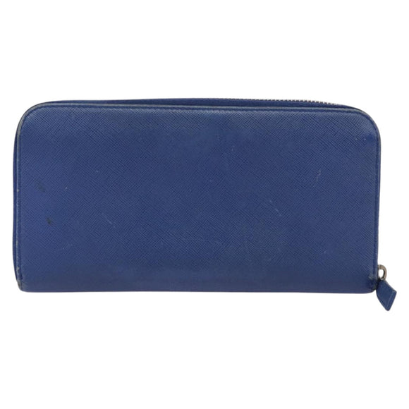 PRADA Long Wallet Leather Blue Auth 104465