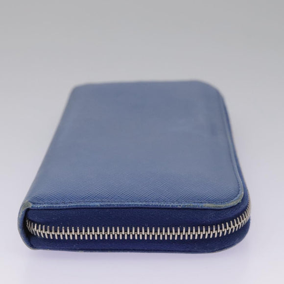 PRADA Long Wallet Leather Blue Auth 104465