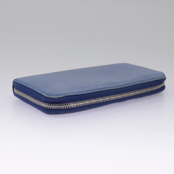 PRADA Long Wallet Leather Blue Auth 104465
