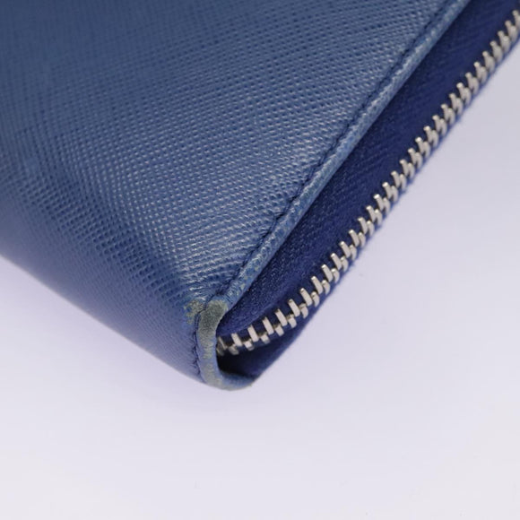 PRADA Long Wallet Leather Blue Auth 104465