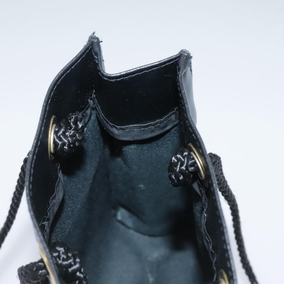 FENDI Mini Hand Bag Leather Black Green Auth 104482V