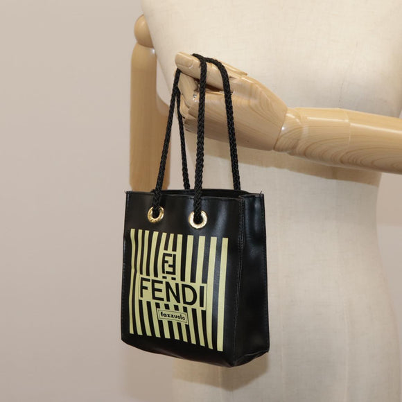 FENDI Mini Hand Bag Leather Black Green Auth 104482V