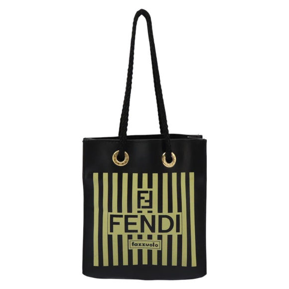 FENDI Mini Hand Bag Leather Black Green Auth 104482V