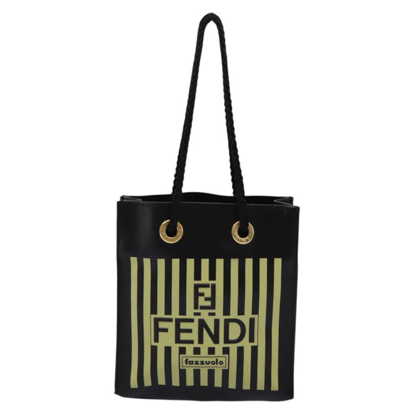 FENDI Mini Hand Bag Leather Black Green Auth 104482V