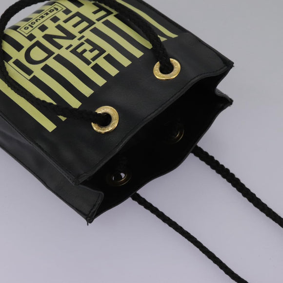 FENDI Mini Hand Bag Leather Black Green Auth 104482V