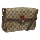 GUCCI GG Supreme Web Sherry Line Shoulder Bag PVC Beige Red Green Auth 104484-1