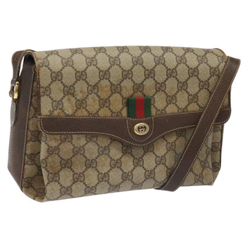GUCCI GG Supreme Web Sherry Line Shoulder Bag PVC Beige Red Green Auth 104484