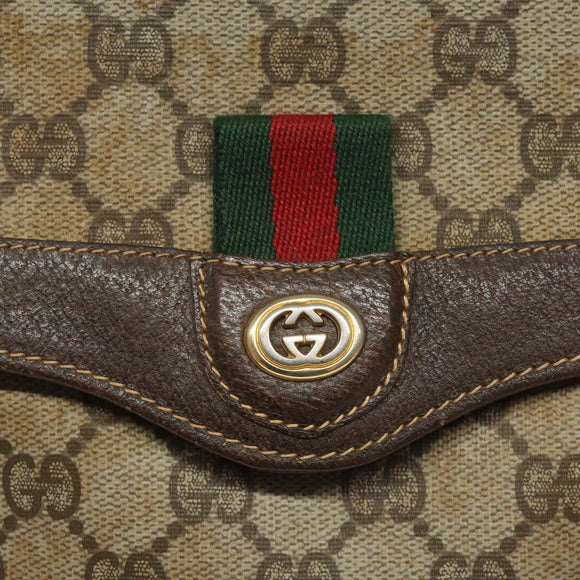 GUCCI GG Supreme Web Sherry Line Shoulder Bag PVC Beige Red Green Auth 104484