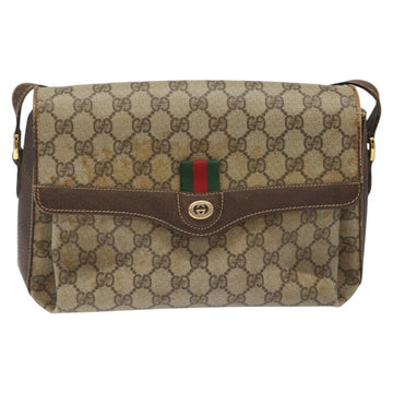 GUCCI GG Supreme Web Sherry Line Shoulder Bag PVC Beige Red Green Auth 104484 - 0