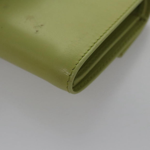 PRADA Wallet Leather Green Gold Auth 104498