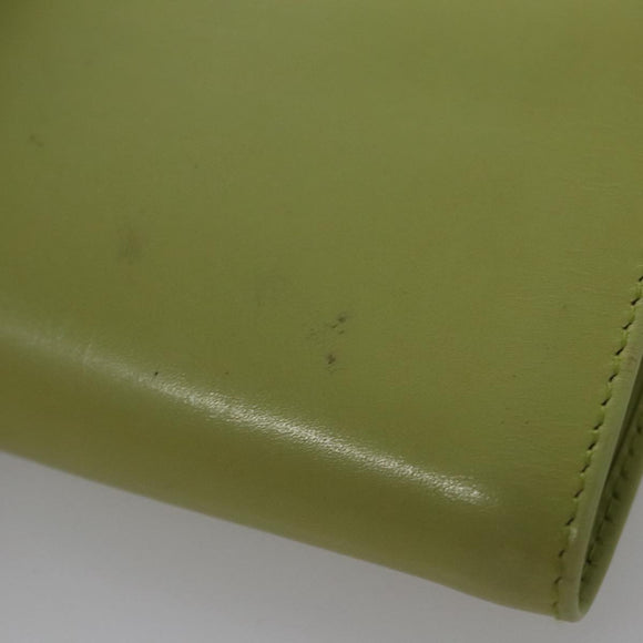 PRADA Wallet Leather Green Gold Auth 104498