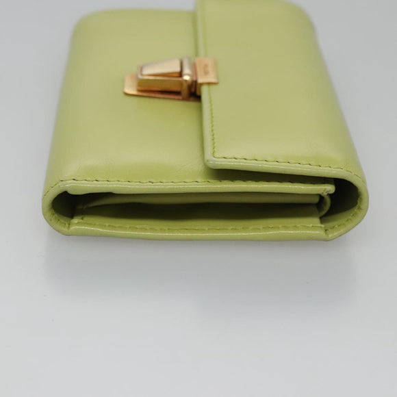 PRADA Wallet Leather Green Gold Auth 104498