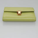 PRADA Wallet Leather Green Gold Auth 104498-6