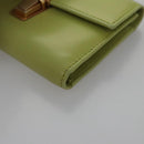 PRADA Wallet Leather Green Gold Auth 104498-15