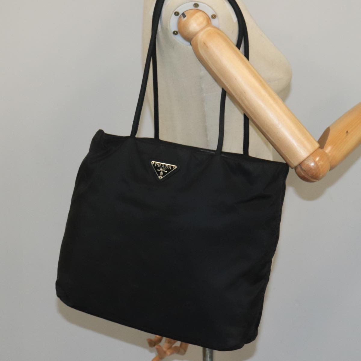 PRADA Tote Bag Nylon Black Auth 104505