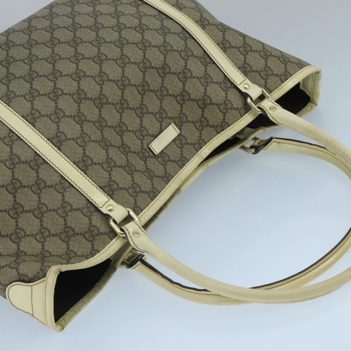 GUCCI GG Supreme Tote Bag PVC Beige 197953 Auth 104507