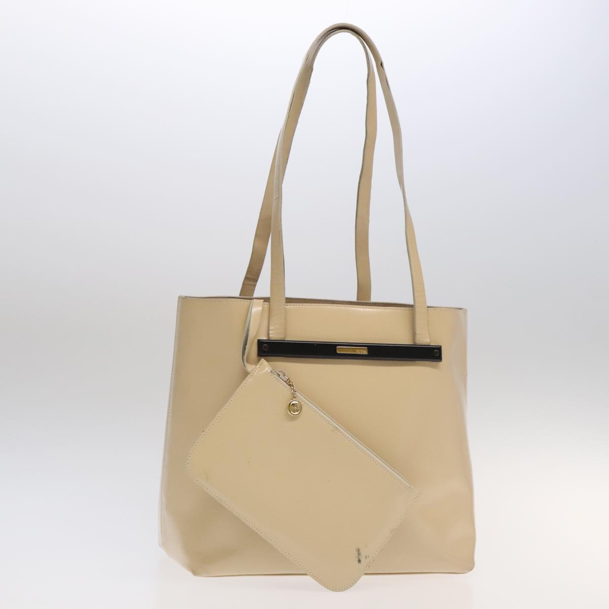 GUCCI Tote Bag Patent leather Beige 000 1793 0559 Auth 104533