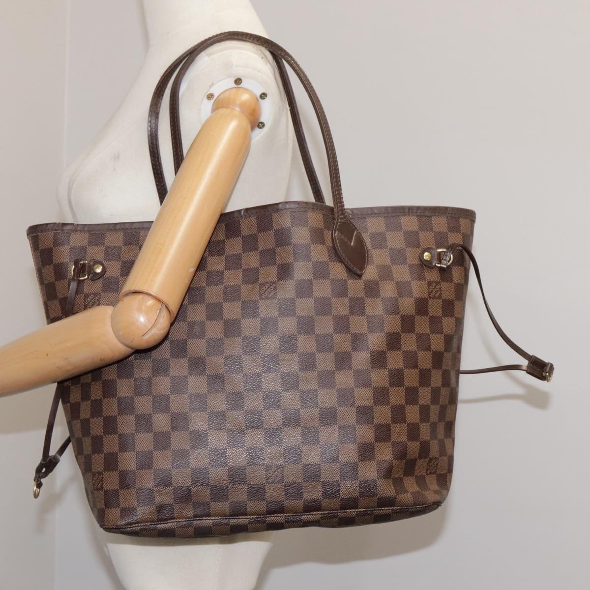 LOUIS VUITTON Damier Ebene Neverfull MM Tote Bag N51105 LV Auth 104546